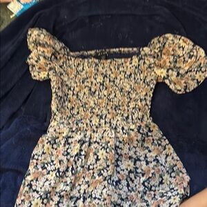 As U Wish Navy Floral Smocked Dress